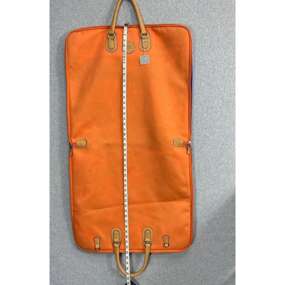 Mulholland Garment Bag Blue Orange Leather Trim‎ Travel Suit Carrier Unisex OS